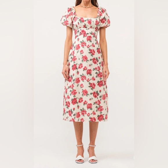 Sofie the Label Josefine Puff Sleeve Floral 100% cotton Midi Dress Size M - Picture 2 of 14
